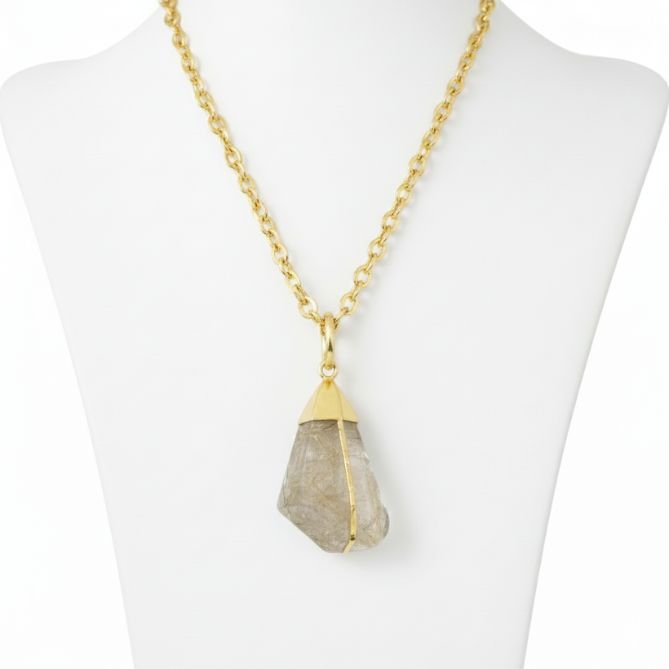 Golden rutile quartz premium pendent set in gold